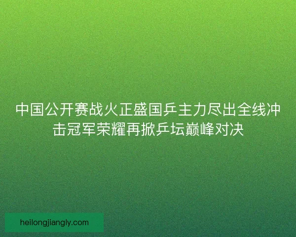 中国公开赛战火正盛国乒主力尽出全线冲击冠军荣耀再掀乒坛巅峰对决